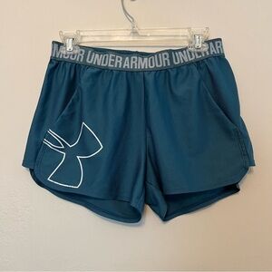 UNDER Armour Play‎ Up Shorts Gym Athletic Running Blue/gray Shorts Size Medium